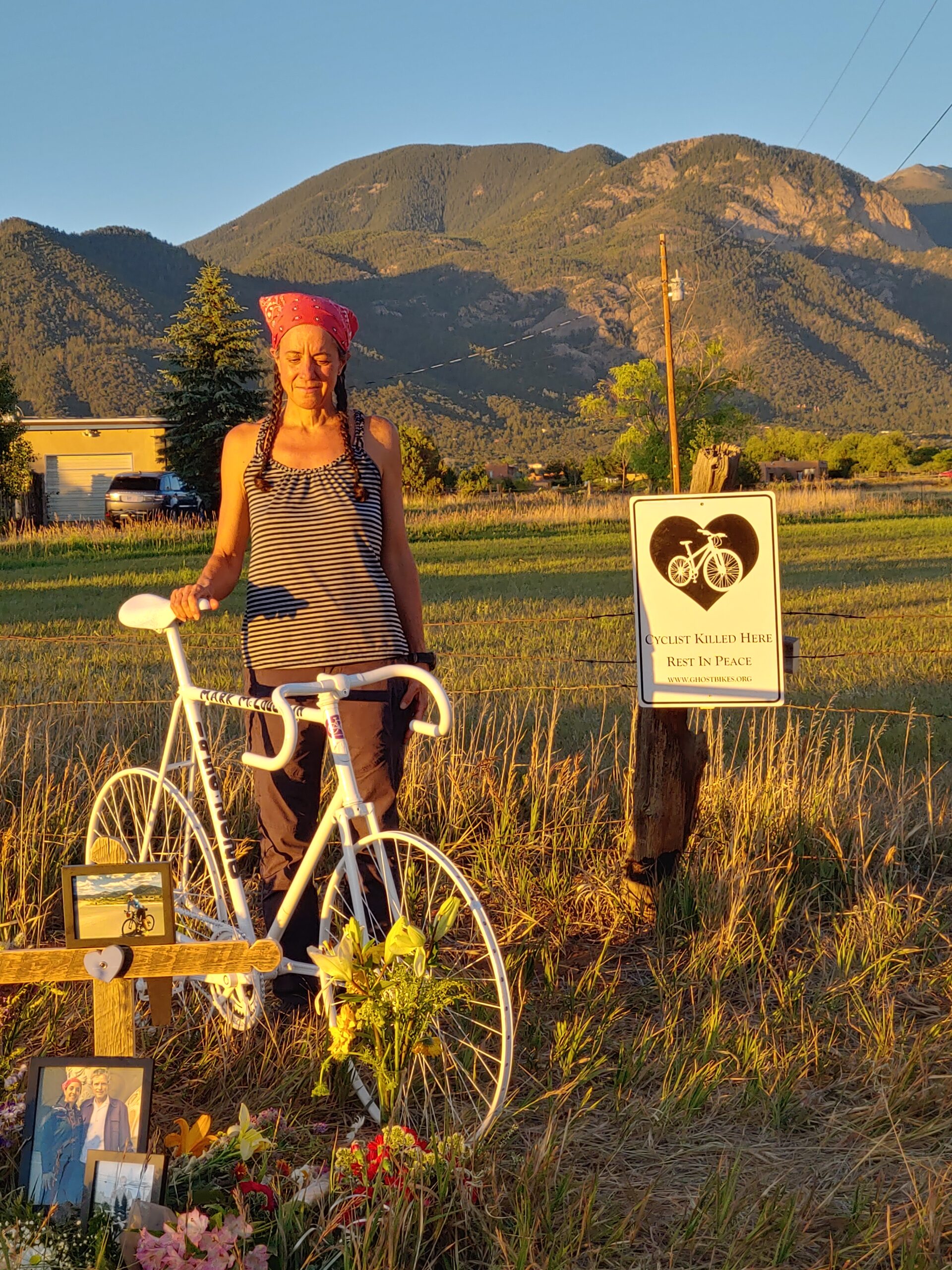 Stephanie with Ghost Bike